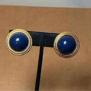 Gold Tone Button Clip-on Earrings